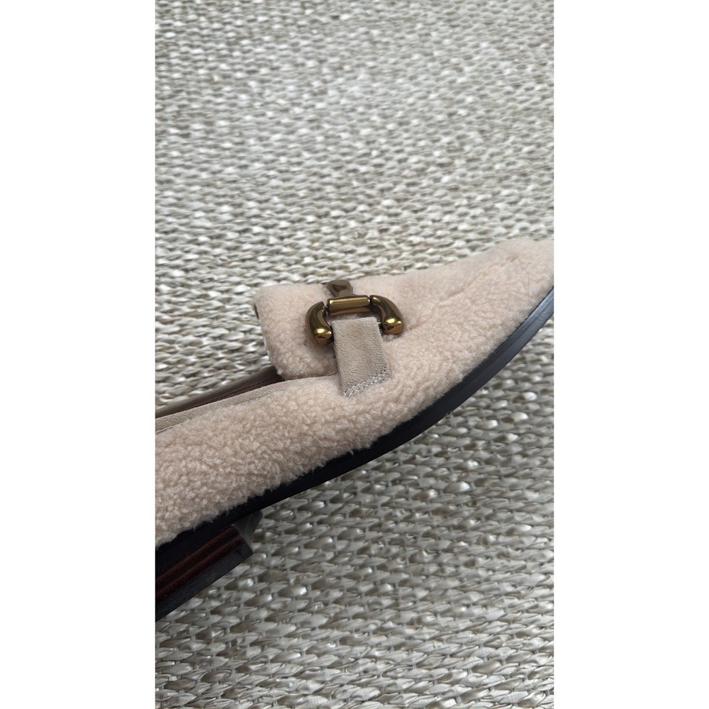 Bibi Lou Anthropologie Marcella Sherpa Teddy Loafers 38/8. Coastal Gold Hardware - Picture 7 of 8